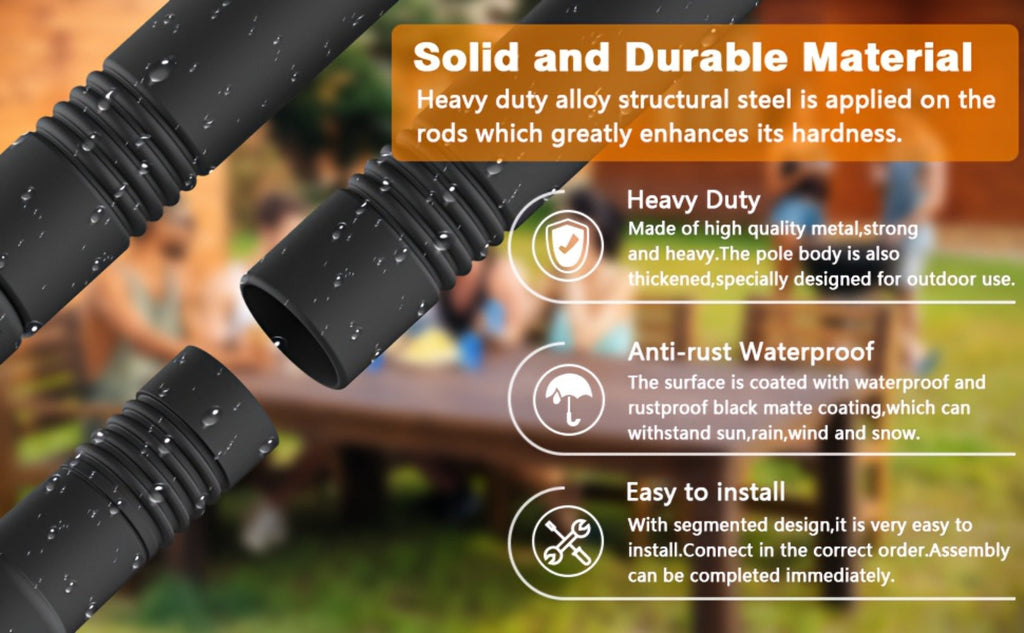 Outdoor String Light Poles 4 Pack - 11.1FT Heavy Duty Metal Forked Light Stand for Patio Backyard Garden Deck, Rustproof All-Season String Light Pole for Wedding Party Christmas Camping Decor
