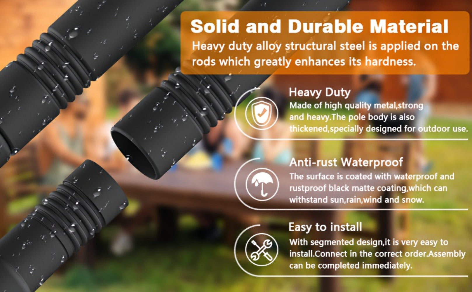 Outdoor String Light Poles 4 Pack - 11.1FT Heavy Duty Metal Forked Light Stand for Patio Backyard Garden Deck, Rustproof All-Season String Light Pole for Wedding Party Christmas Camping Decor