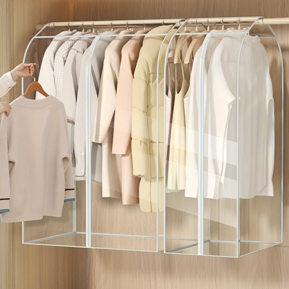 Clear Hanging Garment Bag PVC Zipper Dustproof Closet Organizer for Coats Suits Dresses - Transparent Wardrobe Protector Storage Cover Multiple Sizes