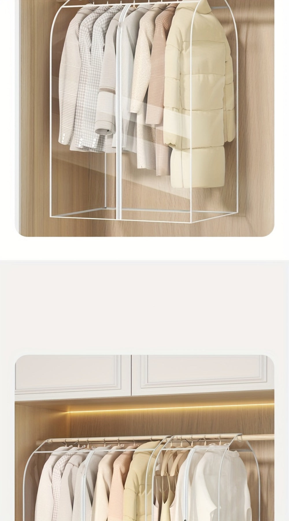 Clear Hanging Garment Bag PVC Zipper Dustproof Closet Organizer for Coats Suits Dresses - Transparent Wardrobe Protector Storage Cover Multiple Sizes
