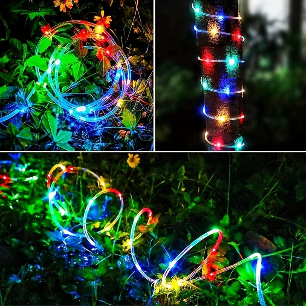 Solar Rope Lights Outdoor 33FT 100LED RGB ¨C 8 Modes IP65 Waterproof String Lights for Garden, Patio, Party & Holiday Decor