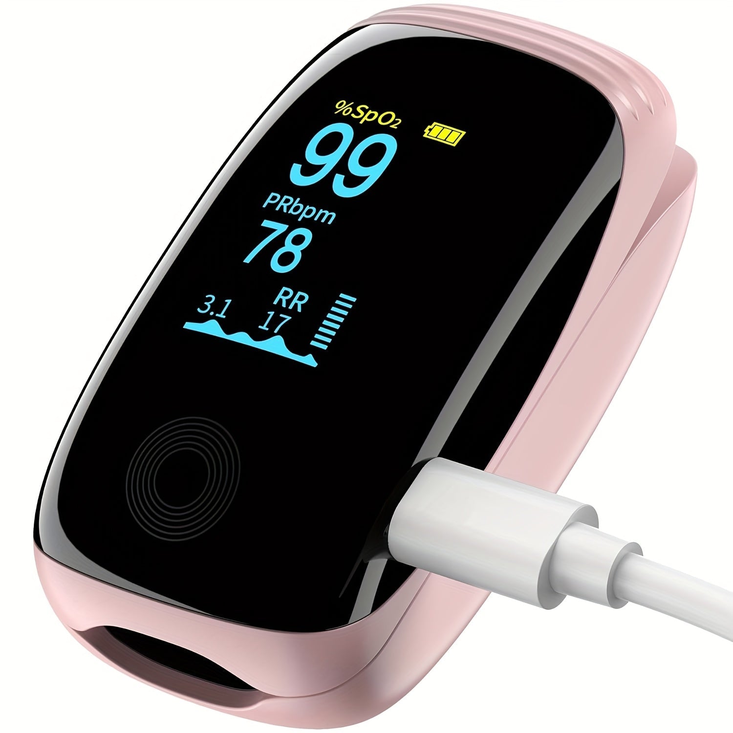 Finger Pulse Oximeter Fingertip Blood Oxygen Saturation SpO2 Monitor with Lanyard FDA Cleared for Sport Aviation Home Use White Green Black Pink Blue