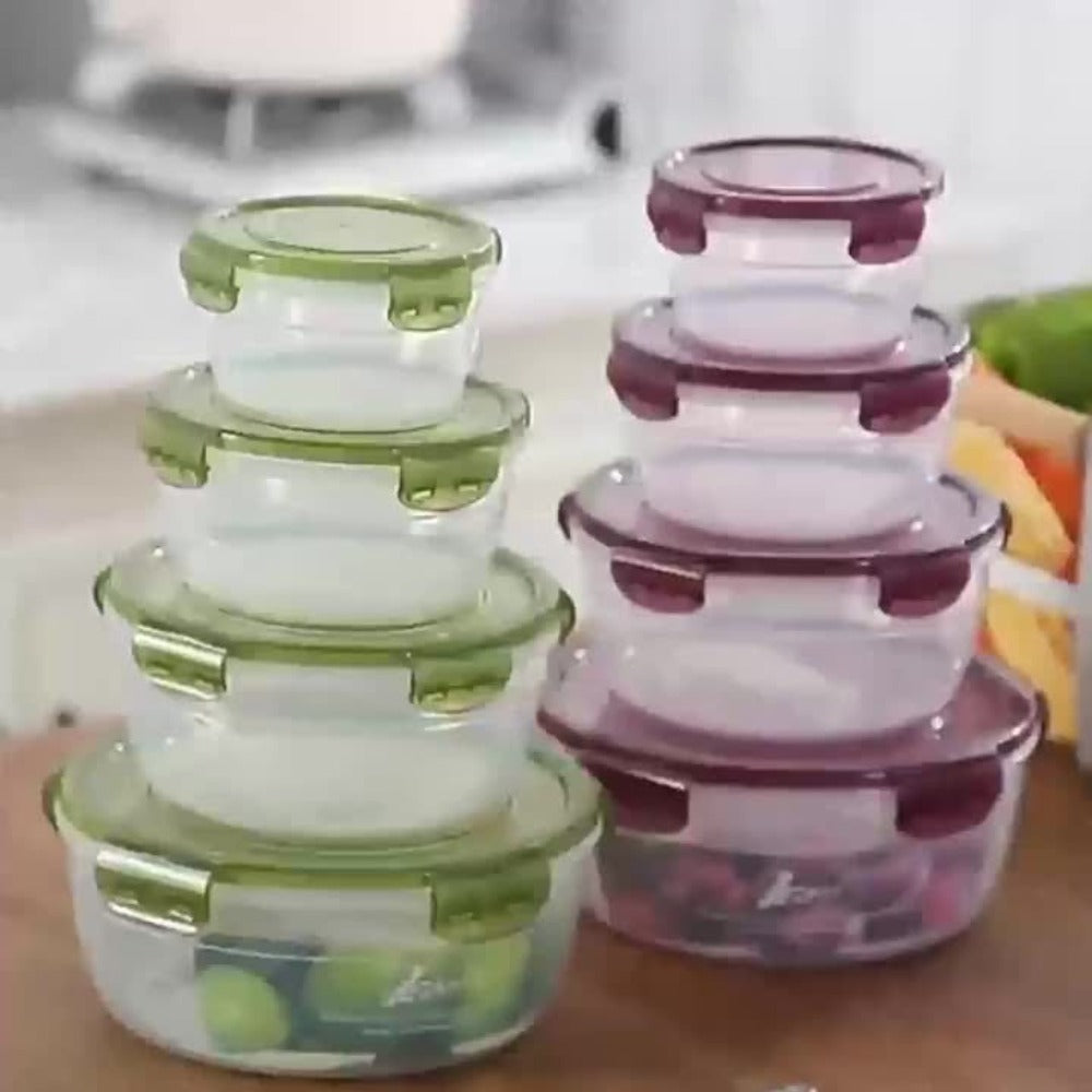 Refrigerator Food Storage Containers Airtight Stackable - Large Capacity Plastic Fridge Organizer Boxes for Fruit, Vegetable, Meat, Eggs & Dumplings, Fresh-Keeping Flip Lid, Easy to Clean, Set of 3/4