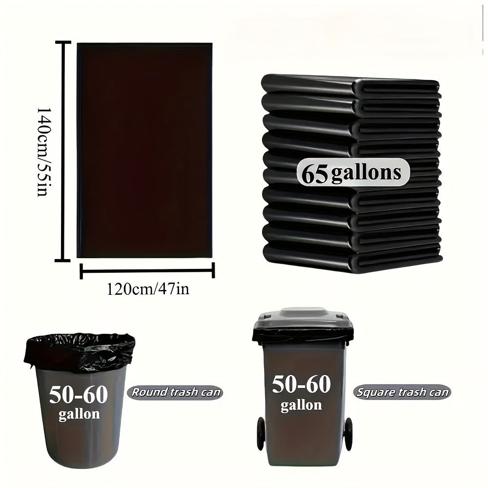 65 Gallon Large Black Garbage Bags Heavy Duty Super Strong Leak Proof Trash Bags for Kitchen Outdoor Garden Yard Waste Industrial Business 25 Pack 100 Pack