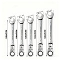 Ratchet Wrench Set 5pcs Flexible Head 6-10mm Metric Chrome Vanadium Steel 72-Tooth Combination Wrench Open Closed End for Automotive Bicycle Home Repair Mechanic Hand Tool Kit Silver