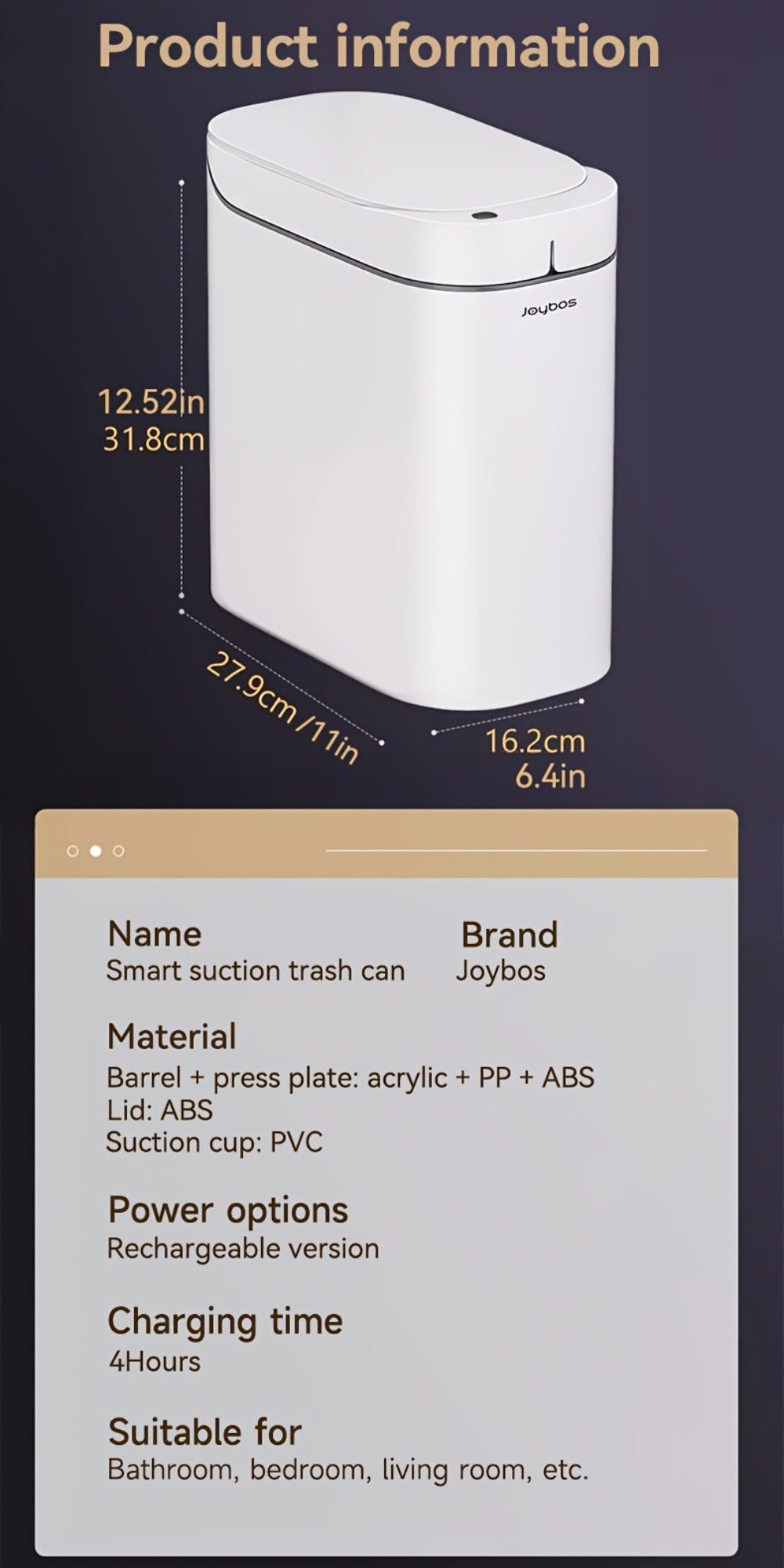 Automatic Sensor Trash Can Self-Emptying 3.8 Gallon with Drawstring Bags - Hands Free Infrared Smart Waste Bin for Bathroom Kitchen Bedroom Office Dorm Room