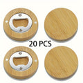 Bamboo Magnetic Bottle Opener Bulk 20 40 80 160 Pack - Round Fridge Magnet Blank Bottle Opener for Wedding Favors Party Gifts Kitchen Decor | Customizable DIY Guest Favors Bridal Shower