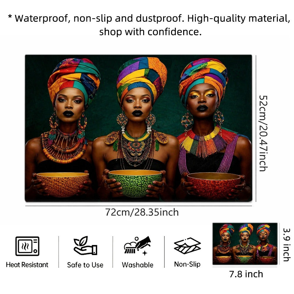 Stove Protector Mat African Tribal Pattern | Heat-Resistant Cooktop Cover for Gas Stove Induction Cooker & Oven | Reusable Non-Slip Kitchen Mat | Glass Countertop Washer Dryer Top Pad 28.35x20.47in