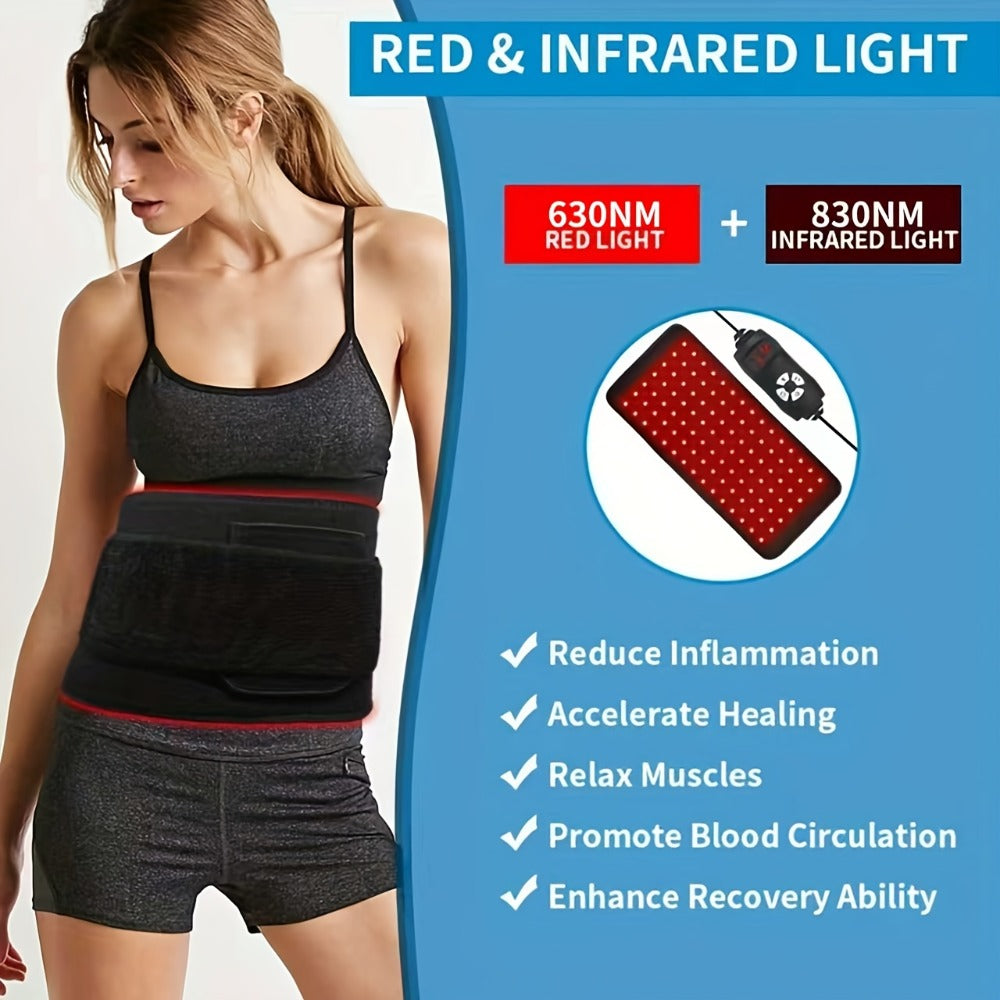 Red Light Therapy Pad Wearable Wrap with Timer ¨C Low Voltage Portable Infrared Light Device for Back, Waist, Shoulder & Knee Pain Relief, At-Home Body Recovery Wrap, Father's Day Gift, Black