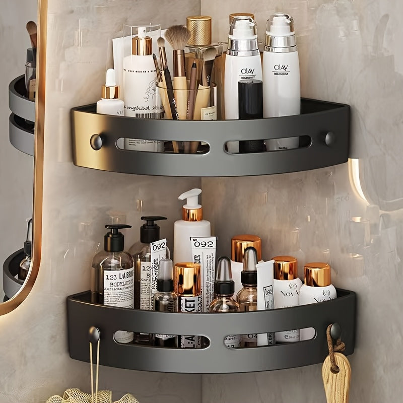 Corner Shower Caddy Organizer 2pcs ¨C 2-Tier No-Drill Wall-Mounted Bathroom Shelf Rack with Adhesive Mounts, ABS Plastic Shower Shelves for Shampoo, Soap & Essentials