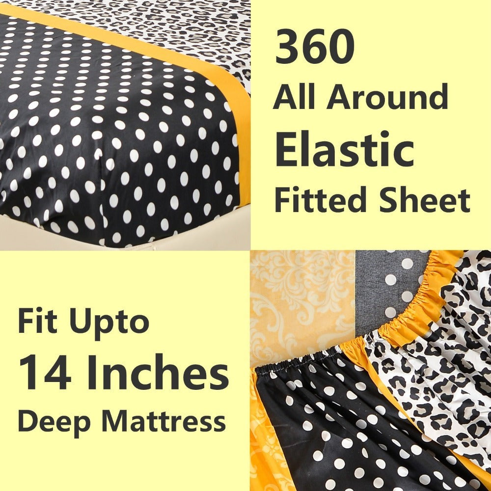 Microfiber Bed Sheet Set 4/6 Pcs ¨C Soft Breathable Patchwork Printed Bedding with Deep Pocket Fitted Sheet, Wrinkle-Resistant Easy Care ¨C Twin, Full, Queen, King Sizes Available