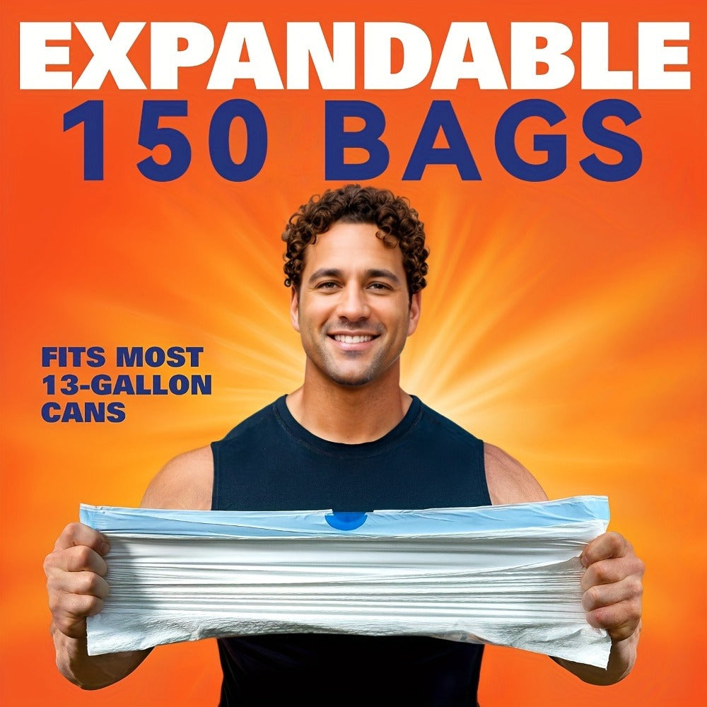 Drawstring Trash Bags 13 Gallon, 150 Count Tall Kitchen Garbage Bags, Puncture & Tear Resistant, Odor Eliminator Technology, Lemon Mint Fresh Scent, Disposable Drawstring Waste Bags for Kitchen Bathroom Office