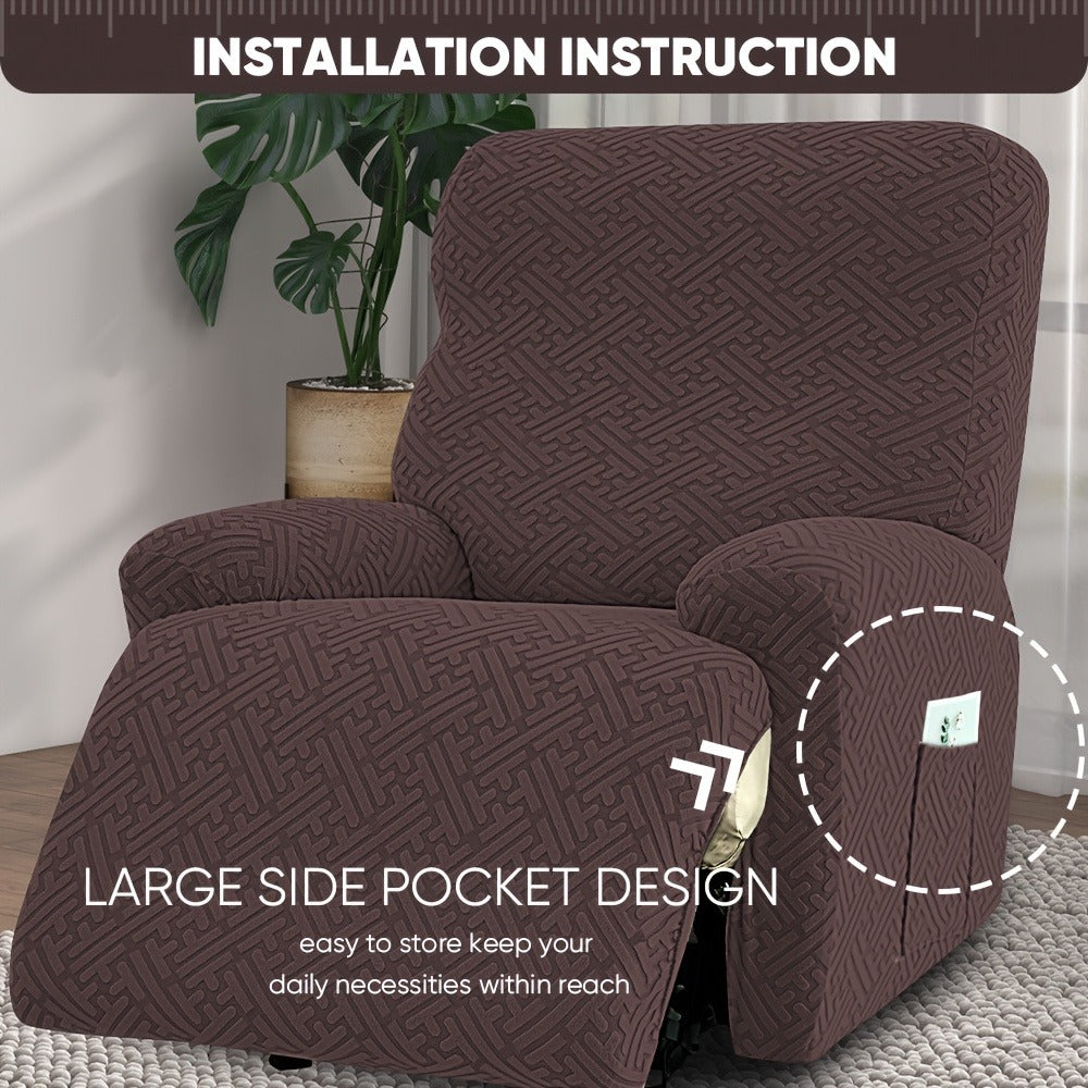 Stretch Recliner Slipcover with Pocket | All-Season 95% Polyester Spandex, All-in-One Recliner Chair Cover, Removable Washable Soft, Living Room Home Decor, 9 Colors
