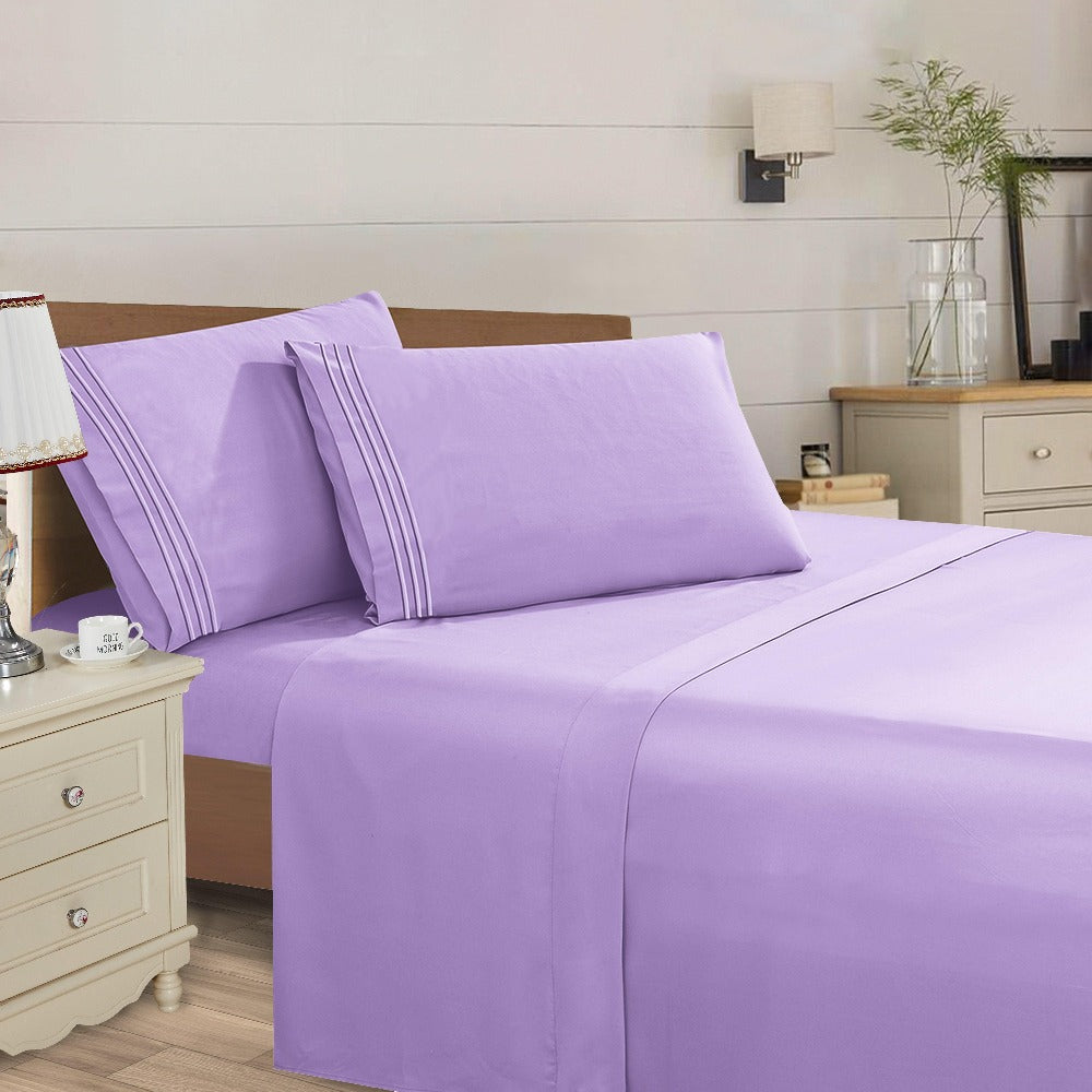 Microfiber Bed Sheet Set 4-Piece Deep Pocket Cooling Sheets Twin Full Queen King Cal King Split King ¨C Soft Wrinkle Fade Resistant Hotel Quality Bedding