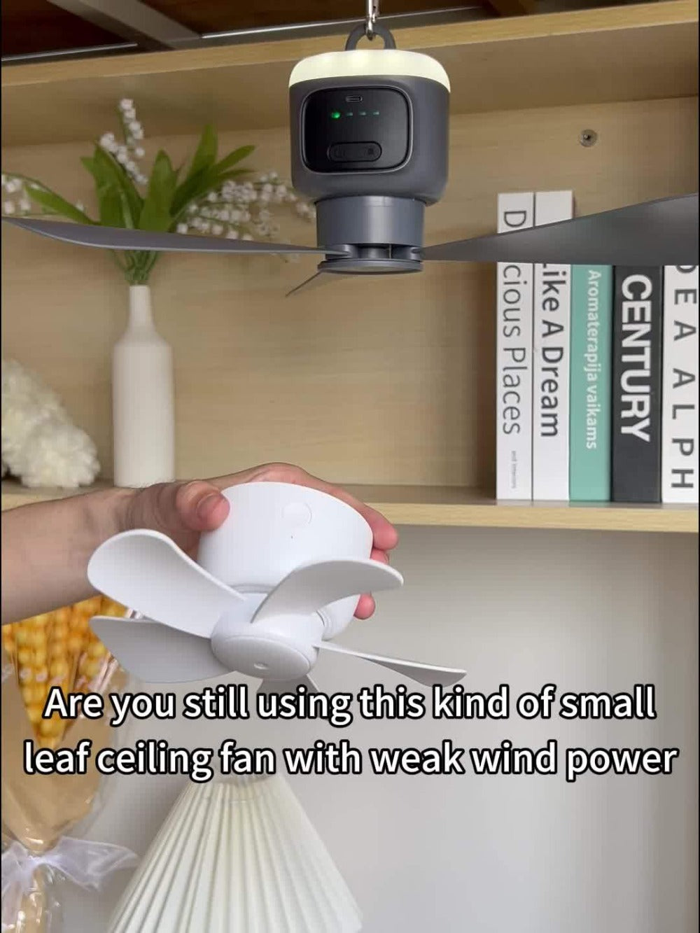 Remote Control Camping Fan 12000mAh Battery Portable Outdoor Fan with LED Light 4-Speed Settings 8-Hour Timer 30-Hour Runtime Rechargeable Tent Fan