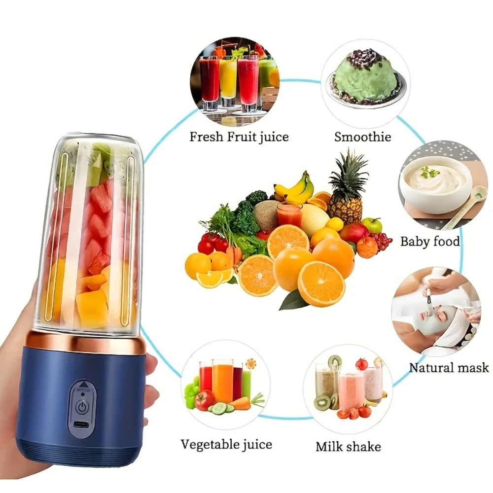 Portable Blender Personal Smoothie Blender USB Rechargeable 6-Blade 13.5oz Travel Cup Mini Blender for Shakes Fruit Juice ¨C Kitchen Home Gym Travel Use