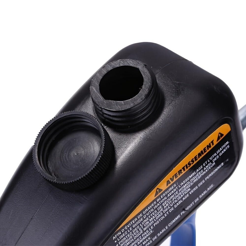 Sandblaster Gun for Air Compressor Pneumatic Abrasive Blasting ¨C 90 PSI Max, 500ml Tank, Small Nozzle, for Metal Rust Removal, Glass Etching, Polishing & Auto Repair ¨C Blue, Red & Yellow