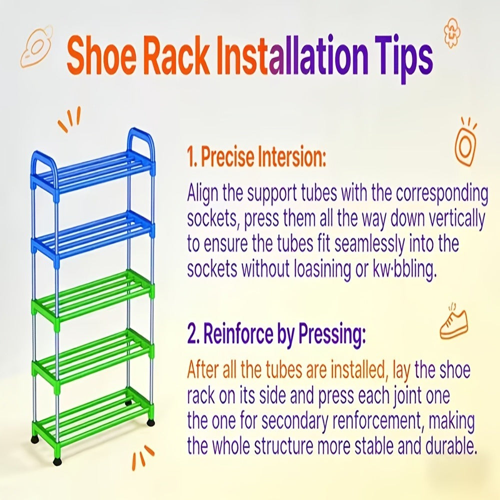 5 Layer Shoe Rack Space Saving Narrow Design | Floor to Ceiling Shoe Storage Organizer | Durable Entryway Closet Living Room Door Shoe Shelf in White