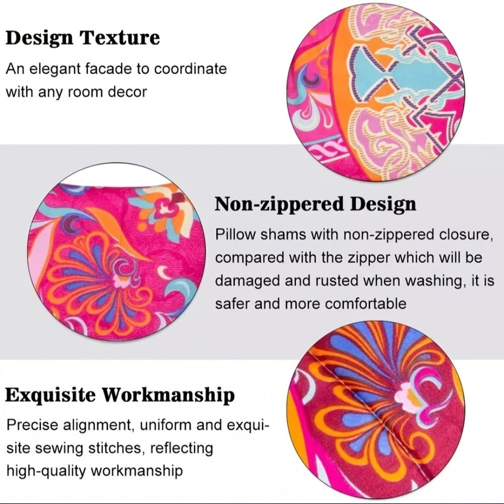 Bohemian Floral Quilt Comforter Set ¨C Soft Microfiber Lightweight Bedding for All Seasons, Twin Queen King ¨C Rose Red, Scarlet & Dark Pink