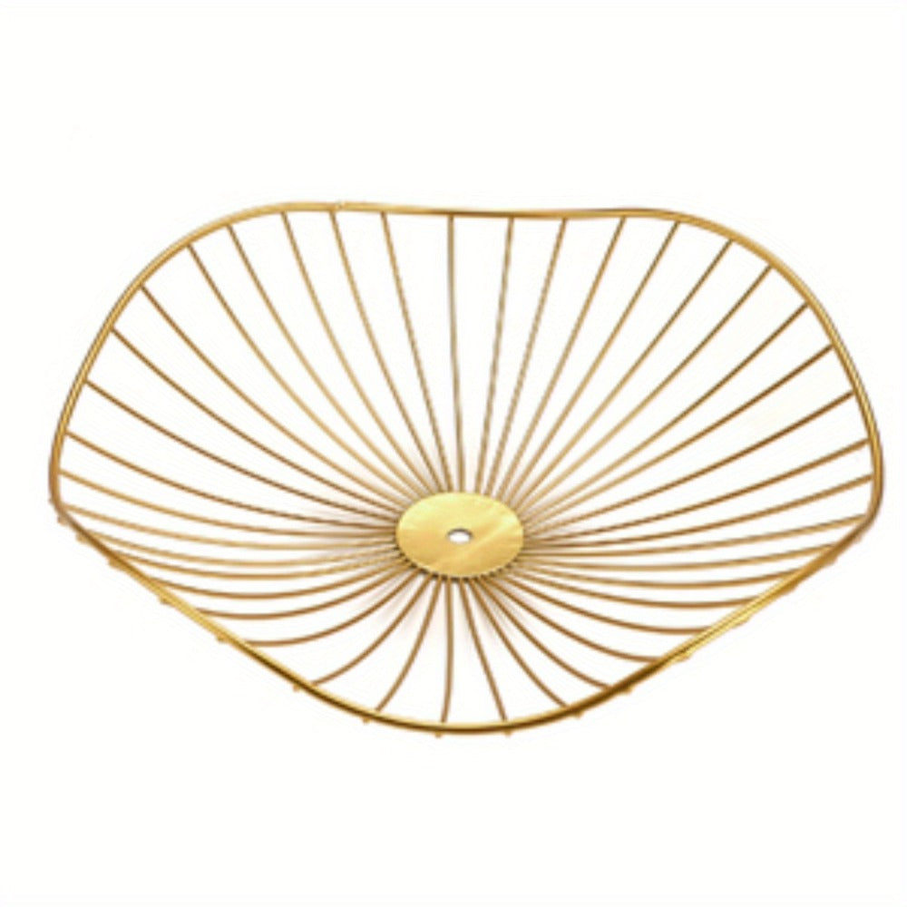 Fruit Basket Stand 3-Tier Decorative Iron Metal Wire Fruit Bowl with Lotus Leaf Design, Countertop Holder for Fruits Vegetables Bread Snacks, Modern Home Kitchen Table Centerpiece Organizer Gold