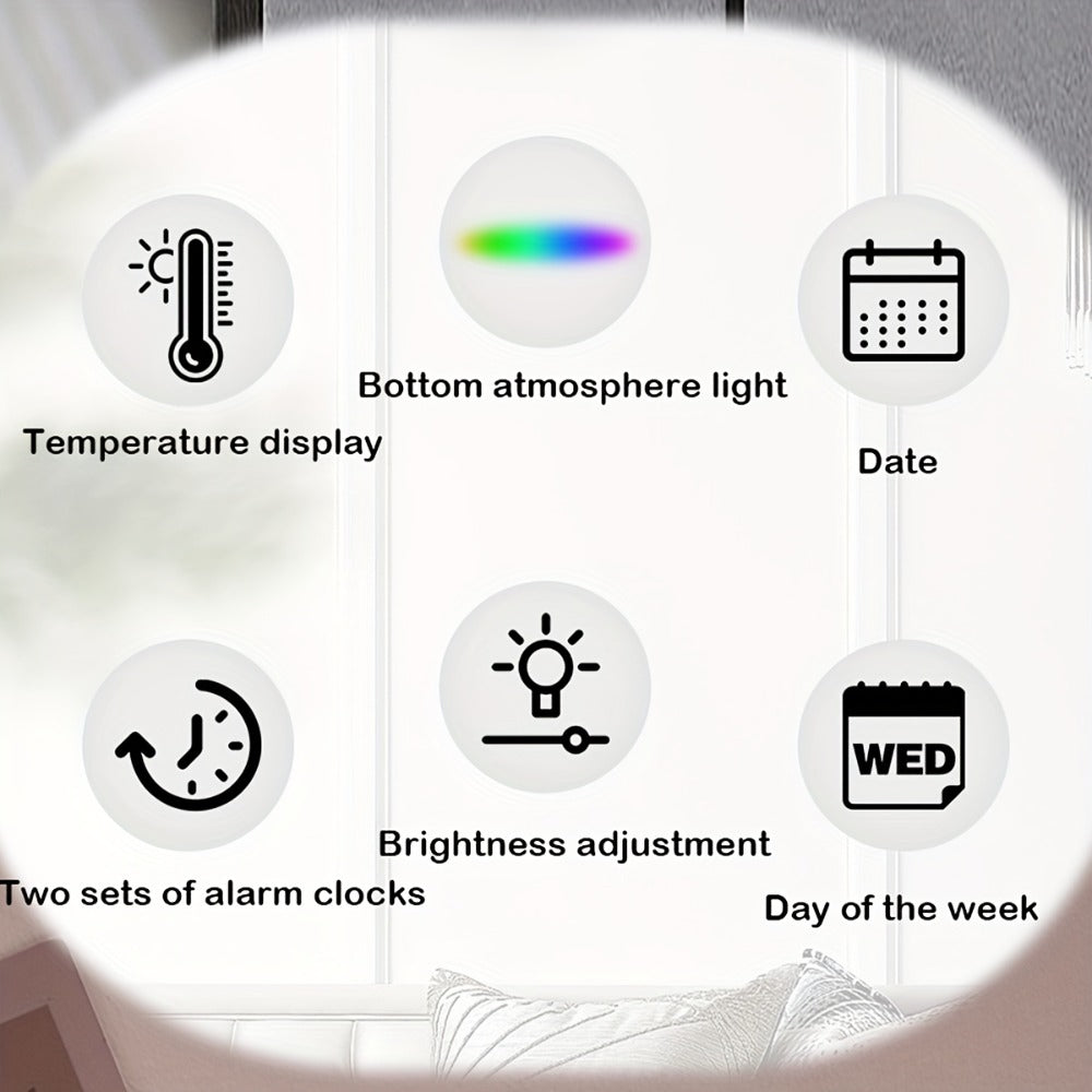 Digital LED Alarm Clock with Temperature Display - Time, Date & Temp LED Desk Clock, USB Powered, Beep Alarm, Modern Design for Bedroom, Living Room & Office, Father's Day Gift