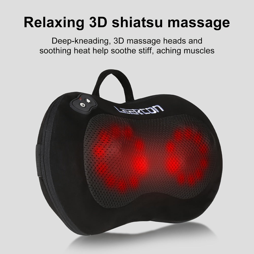 Neck & Back Massager Pillow with Heat ¨C Wireless 3D Kneading Acupressure Electric Massage Pillow for Lumbar, Shoulder & Neck Pain Relief, Portable Unisex Gift