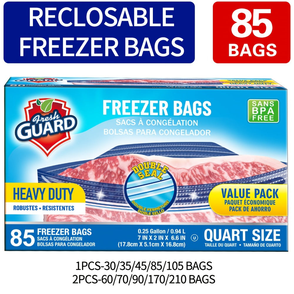 Reclosable Food Storage Bags Heavy Duty Ziplock Seal Fresh-Keeping Bags for Fruits Vegetables Grains Meat Kitchen Organizer Multiple Sizes 0.25 Gal 1 Gal 2 Gal