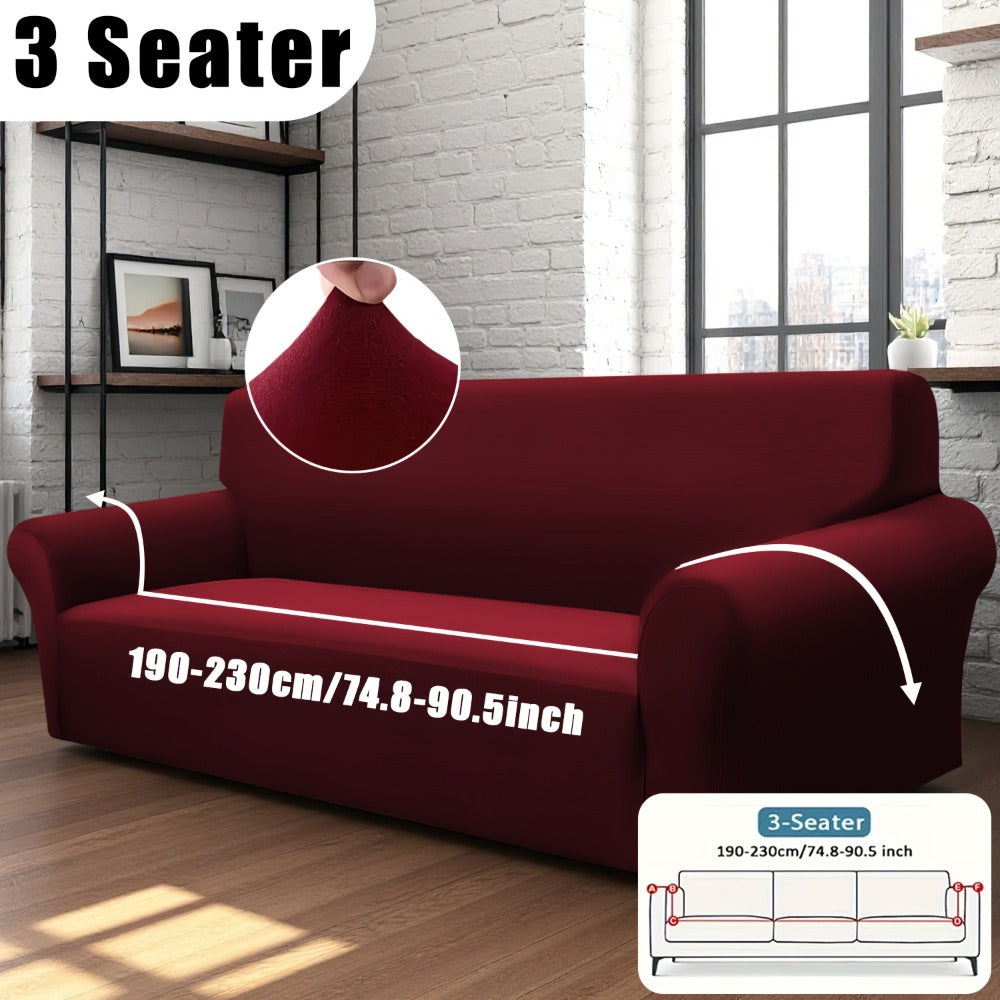 Stretch Sofa Cover Elastic Band | Milk Fiber Fabric Slipcover, Machine Washable Polyester Spandex, 1 to 4 Seater Armchair Couch Cover, Red Gray Blue Black Coffee, Home Decor