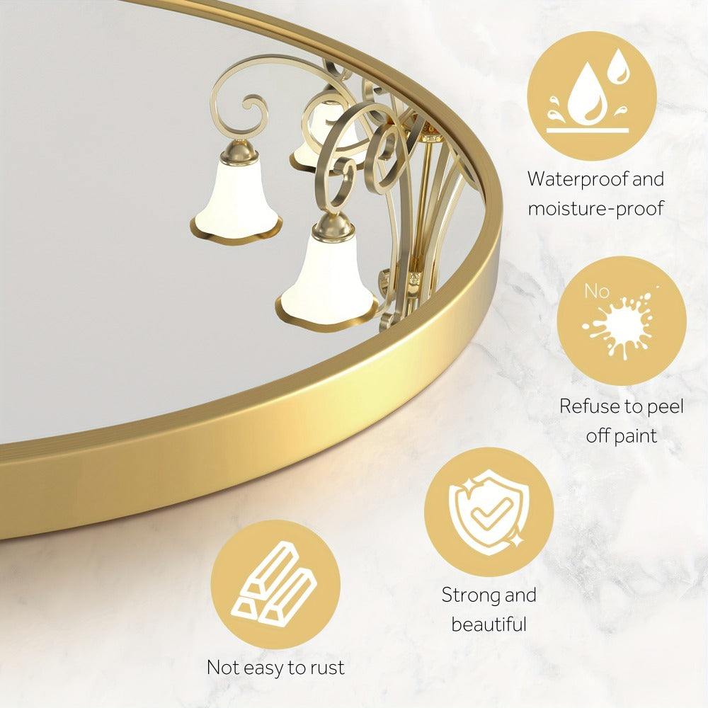 Boho Irregular Wall Mirror - Gold Aluminum Alloy Frame Asymmetrical Decorative Mirror for Bathroom Bedroom Living Room Entryway Cloakroom Wall Decor