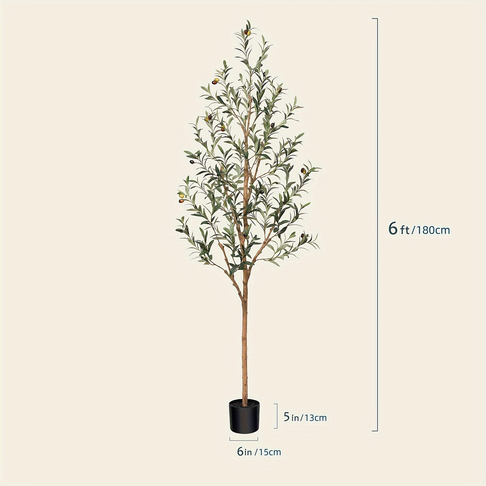 Artificial Olive Tree Potted Faux Plant Real Wood Trunk Lifelike Fruits Indoor Outdoor Home Office Decor Fake Silk Tree Multiple Sizes Available 4ft 5ft 6ft 7ft