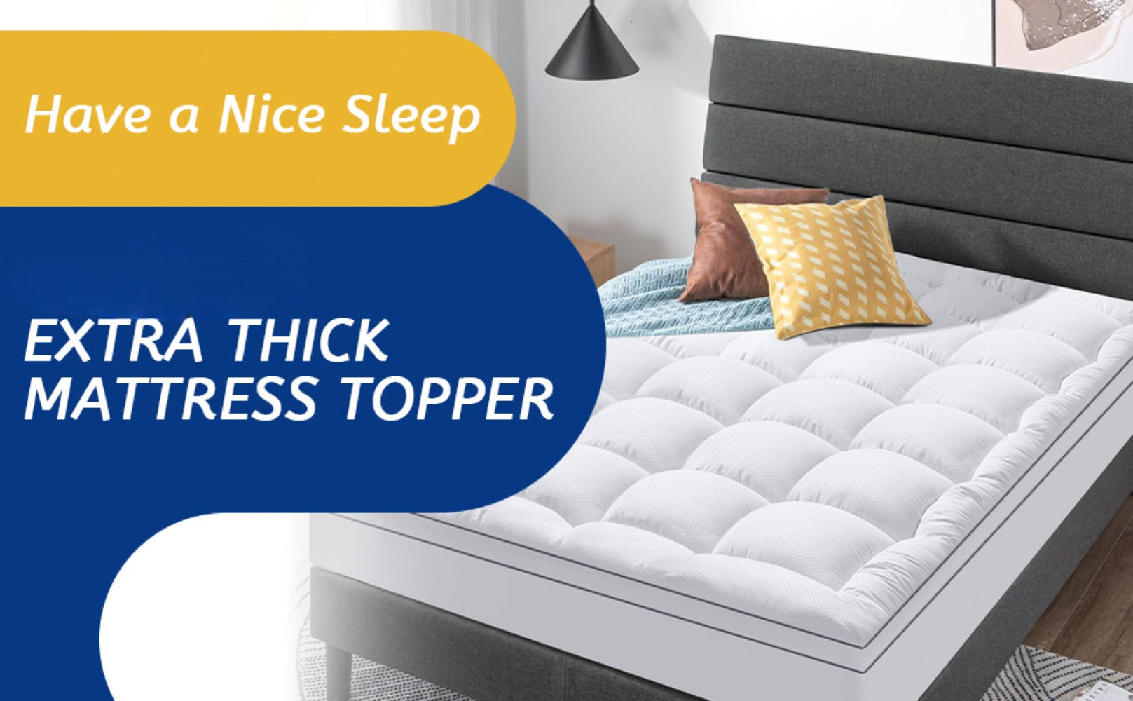 Cooling Mattress Topper Plush Pillow Top Down Alternative Overfilled 8-21 Inch Deep Pocket Machine Washable Twin Twin XL Full Queen King California King