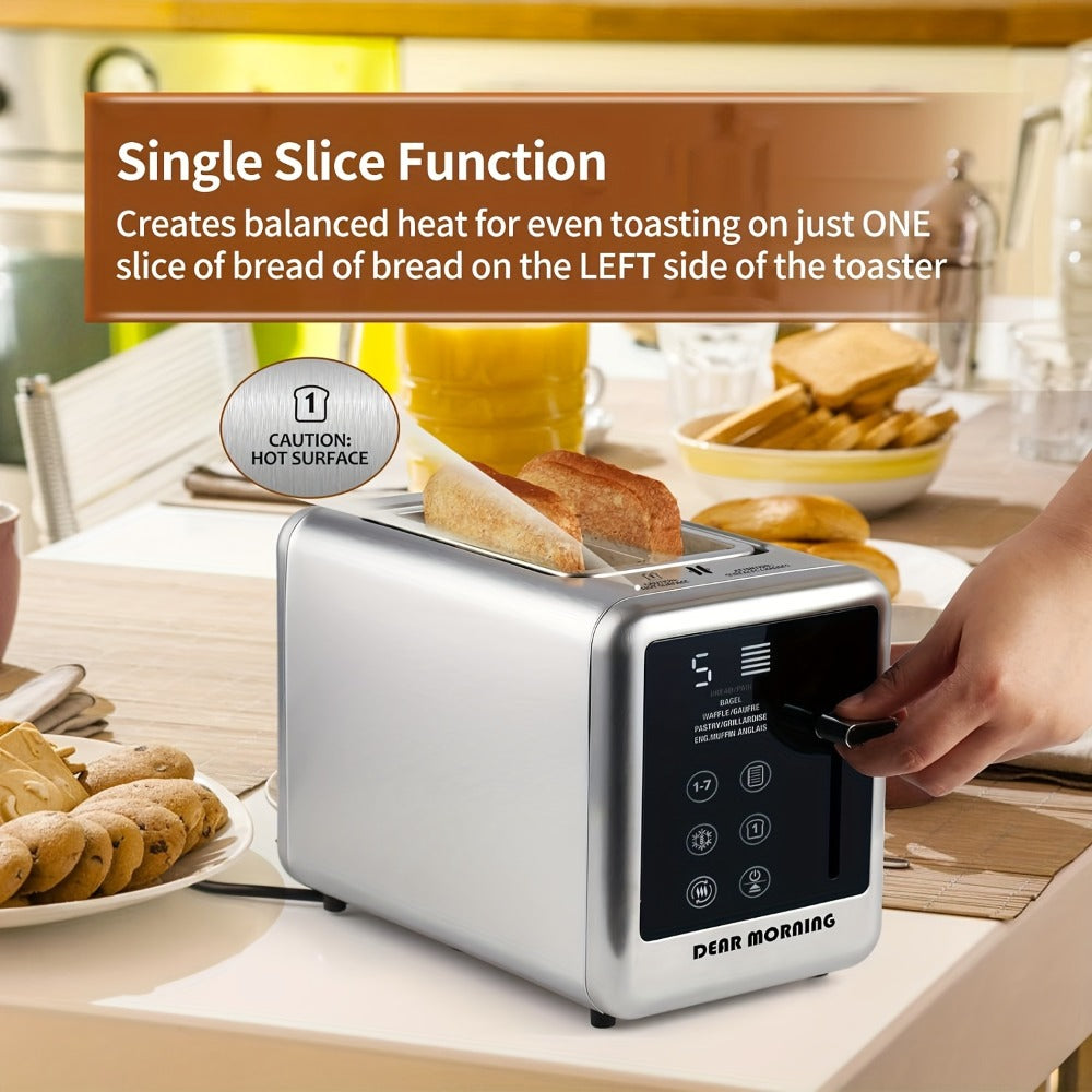 Stainless Steel Toaster 2-Slice Smart Touch Screen ¨C 5 Bread Selections, 7 Shade Settings, Bagel/Defrost/Cancel/Reheat, 1.5¡± Wide Slot, Removable Crumb Tray