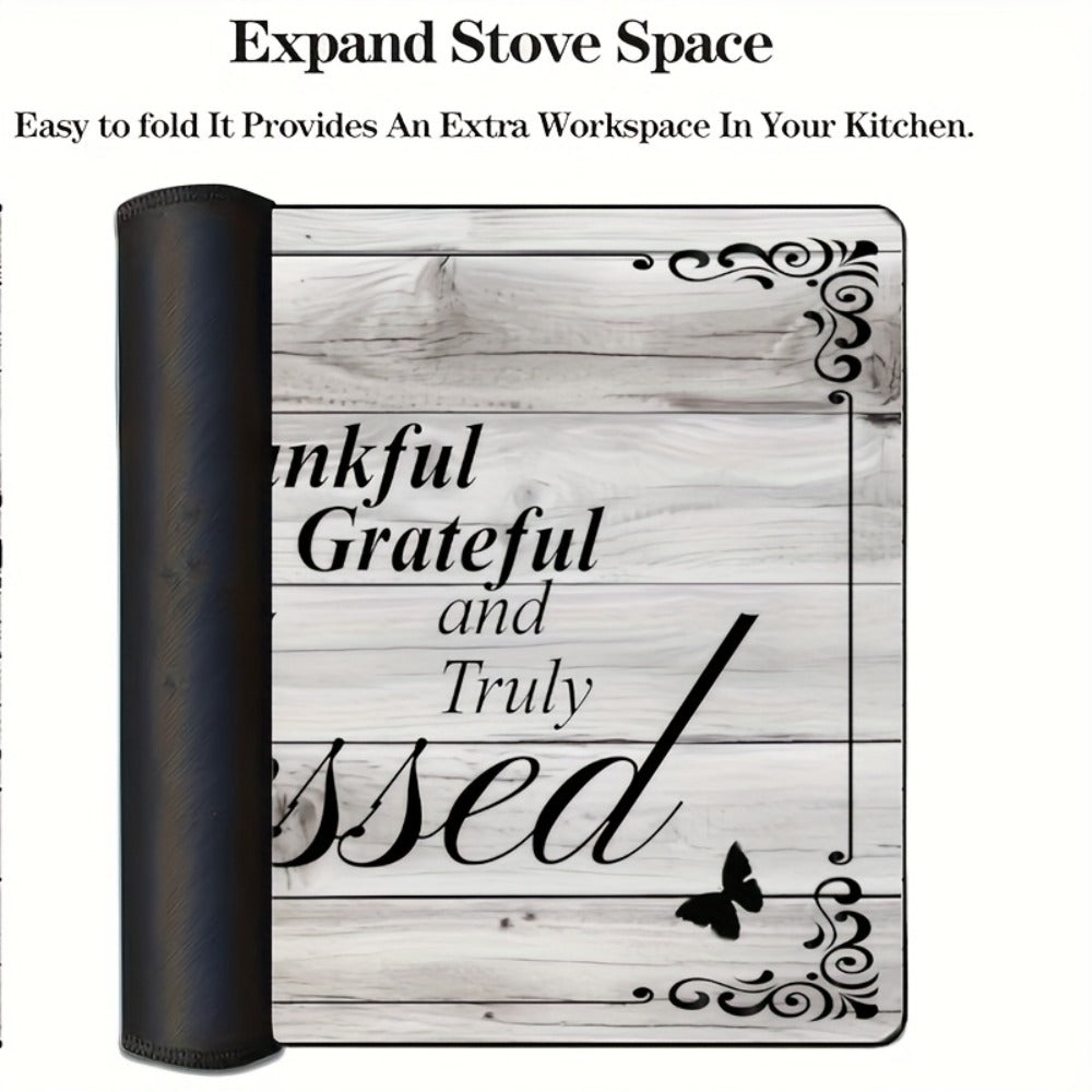 Stove Top Cover Heat Resistant Scratch-Proof 28.5x20.5¡± - Thankful Grateful Blessed Kitchen Decor Glass Protector Mat for Cooktops, Ovens, Washers & Dryers, Easy-Clean Multipurpose Noodle Board