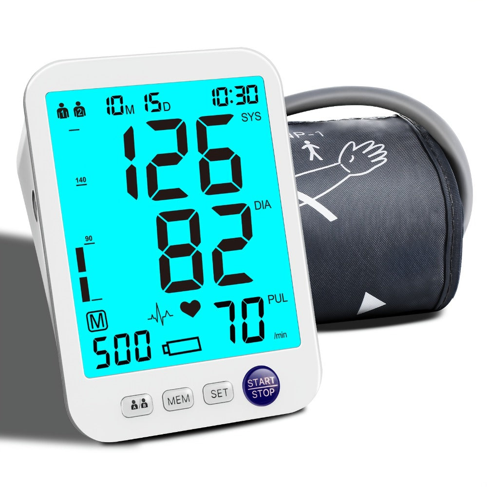 Upper Arm Blood Pressure Monitor Automatic ¨C Large LED Backlit Screen, Extra-Large Cuff, 1000-Reading Memory for 2 Users, One-Button BP Machine for Home Hypertension Management