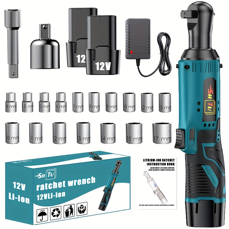 12V Brushless Electric Ratchet Wrench Set with Battery & Quick Charger ¨C Wireless Car Repair Tool Kit for Home & Auto, Holiday Gift for Men