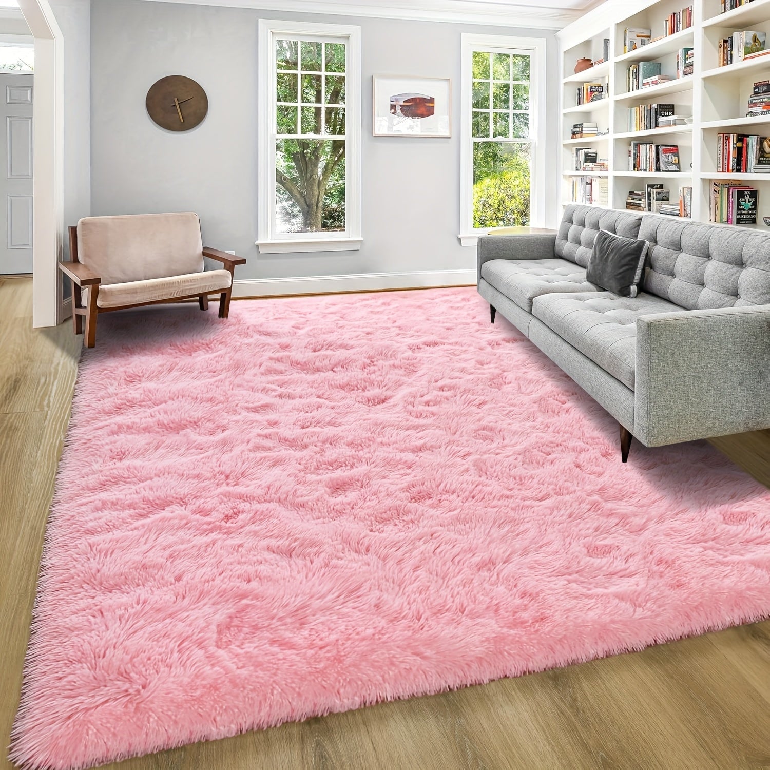 Shaggy Plush Area Rug - Soft Fluffy Carpet for Living Room, Bedroom & Sofa | Non-Slip Machine Washable Tie-Dye & Solid Color Long Pile Rug | Luxury Home Decor Floor Mat in Multiple Sizes & Colors