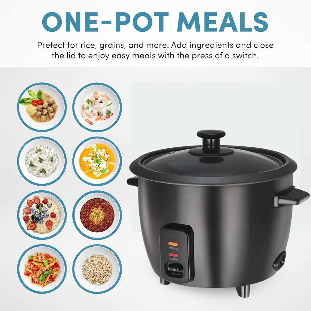 Rice Cooker Small Mini 3-Cup Uncooked 6-Cup Cooked ¨C 1.5Qt Electric Rice Pot with Auto Keep Warm, One-Touch Operation, Oatmeal Cooker & Soup Maker for Individuals & Small Families, Black