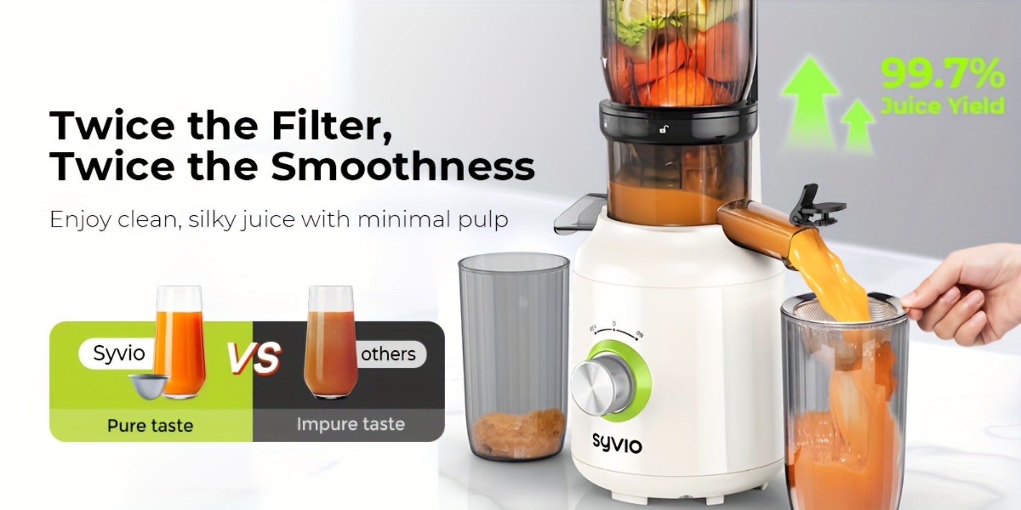 Centrifugal Juicer with 4.3-Inch Wide Feed Chute - 3-Speed Electric Juicer Machine for Whole Fruits & Vegetables, High Juice Yield, 3 Interchangeable Strainers, Easy to Clean, BPA-Free