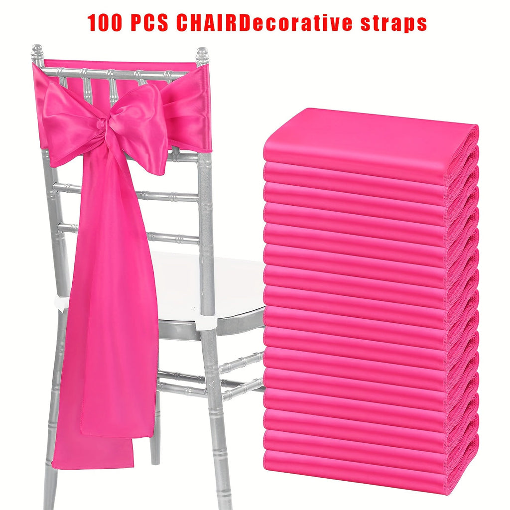 100pcs Satin Chair Sashes Bows for Wedding Banquet Party Event Decoration ¨C 13 Colors, 18¡Á275cm