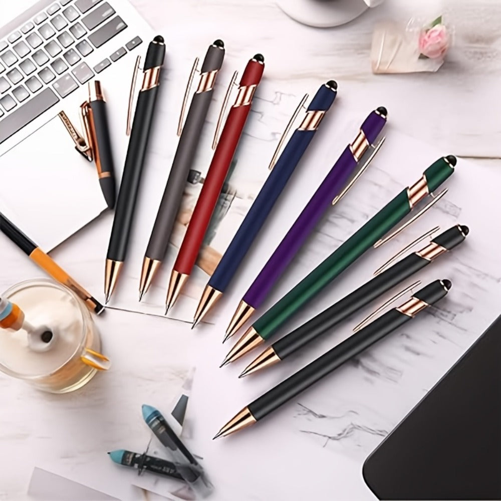 Personalized Metal Ballpoint Pens 10pcs Custom Engraved with Name or Logo - Smooth Black Ink, Elegant Business Gift Pens for Daily Office Use, Christmas, Thanksgiving, Halloween, Corporate Giveaways
