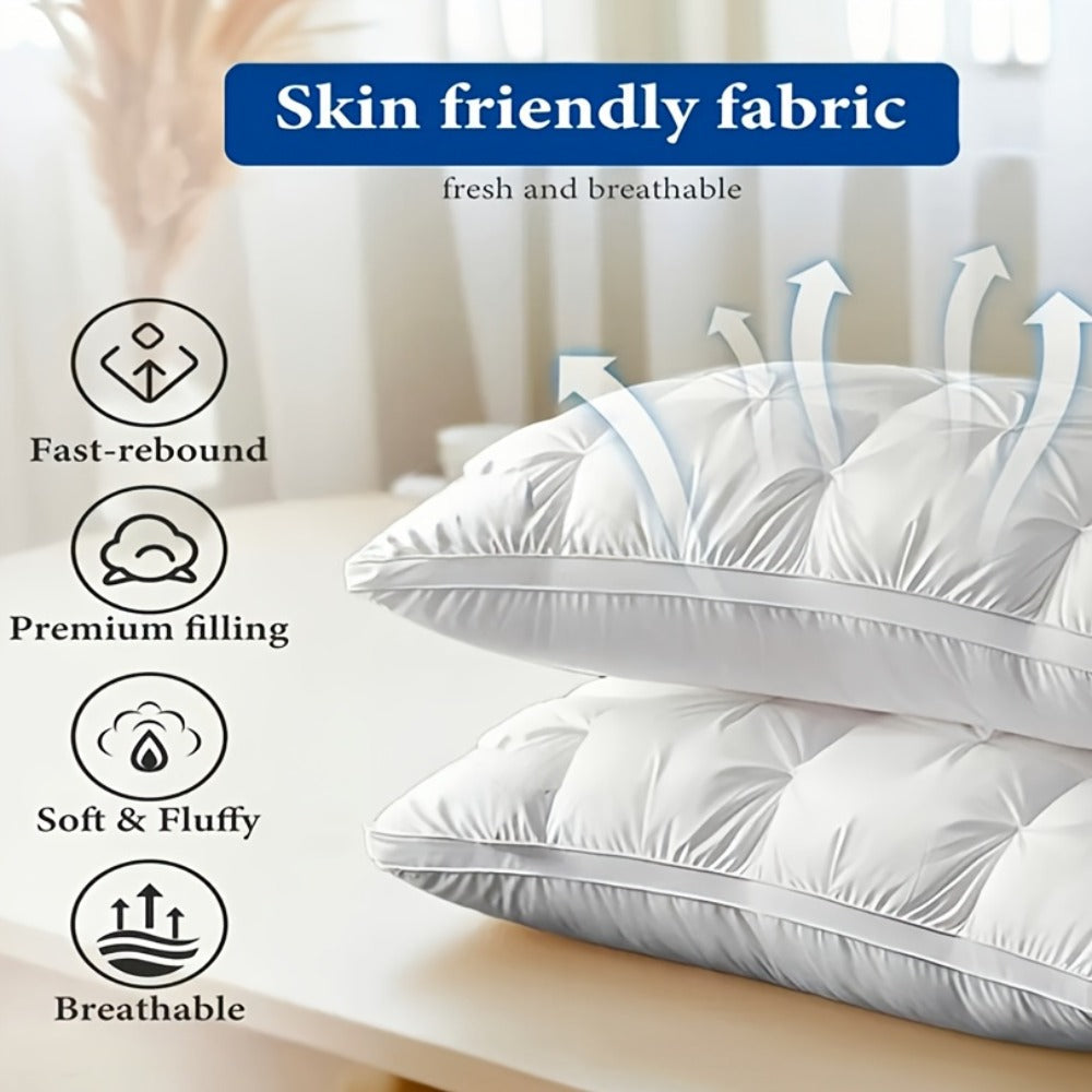 Hotel Quality Bed Pillows Ultra Soft Polyester Fill for Side Back Stomach Sleepers Machine Washable Luxury Sleep Pillow Set