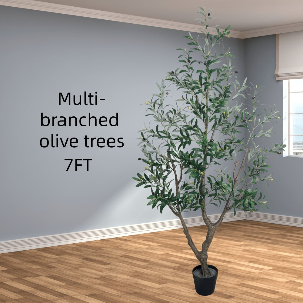 Artificial Olive Tree Indoor Tall Faux Potted Plant with Lifelike Leaves and Fruits for Living Room Office Bedroom Porch Home Decor Housewarming Gift 5FT 6FT 7FT