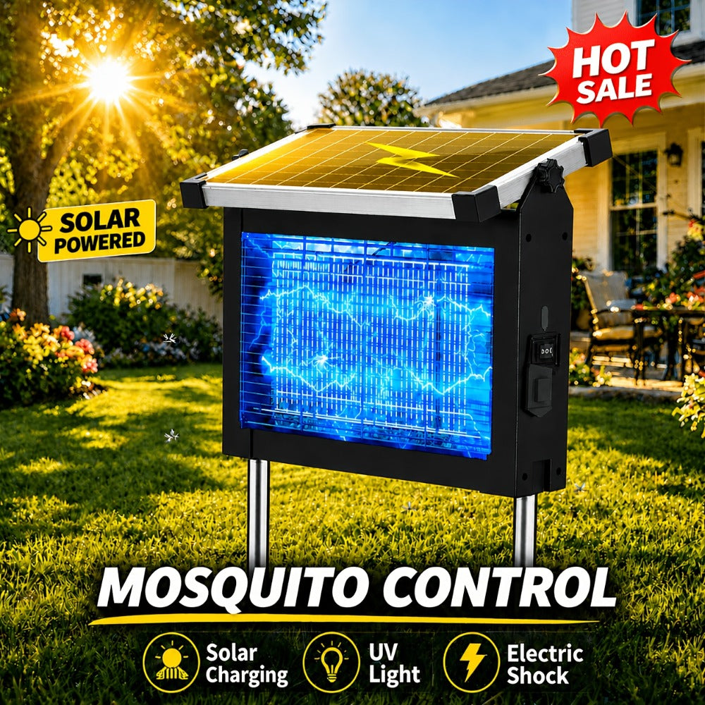 Solar Bug Zapper Outdoor 4200V ¨C Solar Powered Mosquito Killer with Auto/Manual Dual Mode, 2100 Sq.Ft Coverage, 12H Runtime, 3-Way Charging, 10FT Cord, Safe for Family & Pets, for Patio, Garden & Camping
