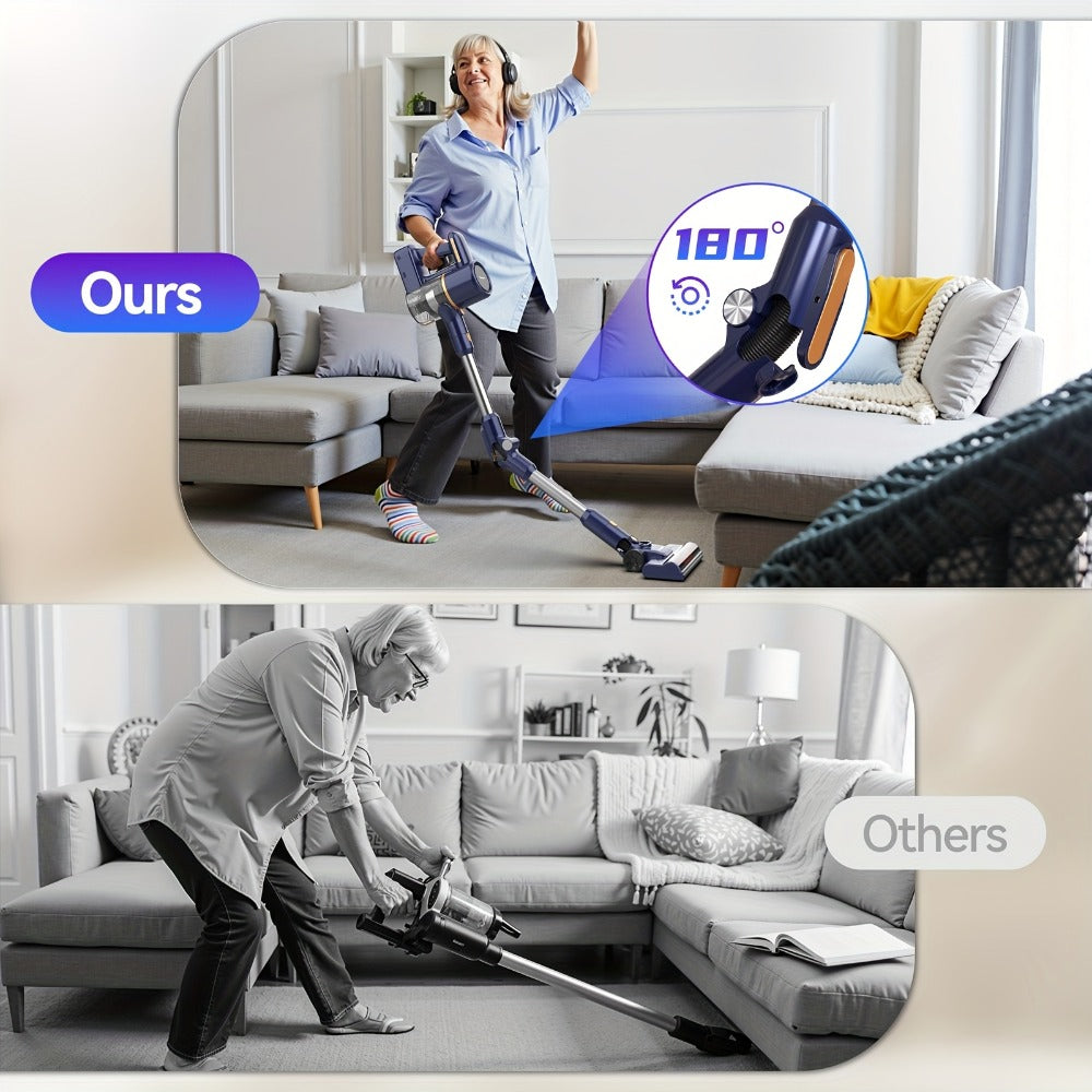 Cordless Vacuum Cleaner for Home ¨C Corded & Cordless 2-in-1, 180¡ã Foldable, LED Brush, High Suction, 40-Min Runtime, 38.58oz Dust Cup for Hardwood Floors, Seniors & Pregnant Women