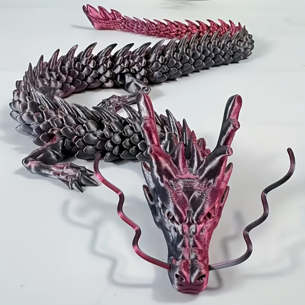 3D Printed Articulated Dragon Figurine 35.4¡± Giant Poseable Chinese Dragon Collectible Sculpture | Flexible Joints Fantasy Desk Decor for Home Office Car | Unique Gift for Dragon Collectors Mom Dad