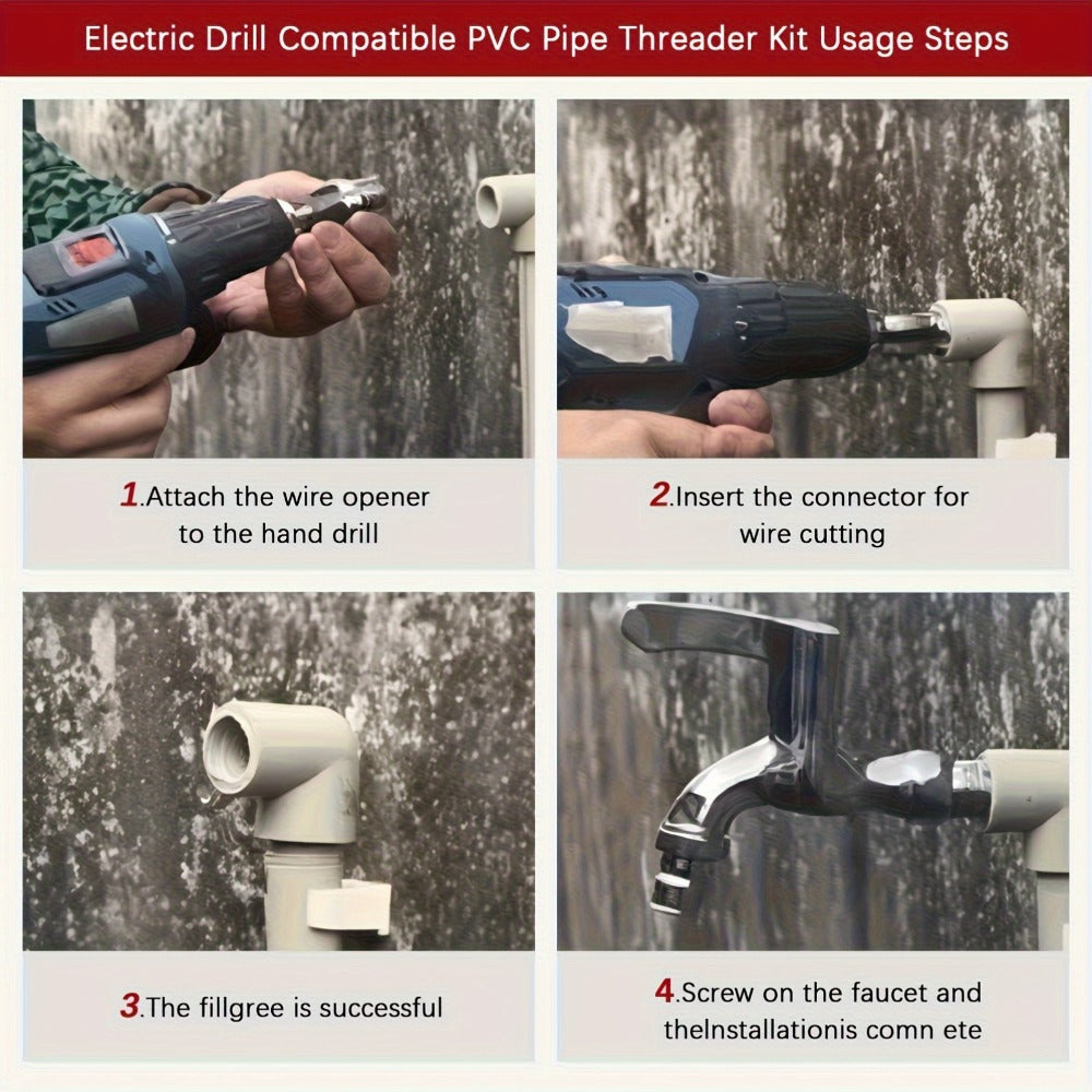 Pipe Threading Set 9 & 13-Piece ¨C Power Drill Water Pipe Thread Dies for 1/2¡±, 3/4¡± & 1¡± Inside & Outside Threading, Professional Plumbing Pipe Threader Tool Kit