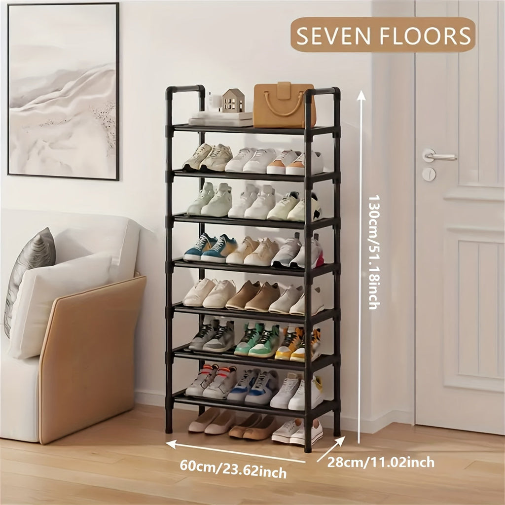 Shoe Rack Multi-Layer Space Saving - 3 to 8 Tier Shoe Storage Stand Organizer for Entryway Bedroom Closet Corridor, Stackable Shoe Shelf for Doorway, Black 23.62 Inch Wide