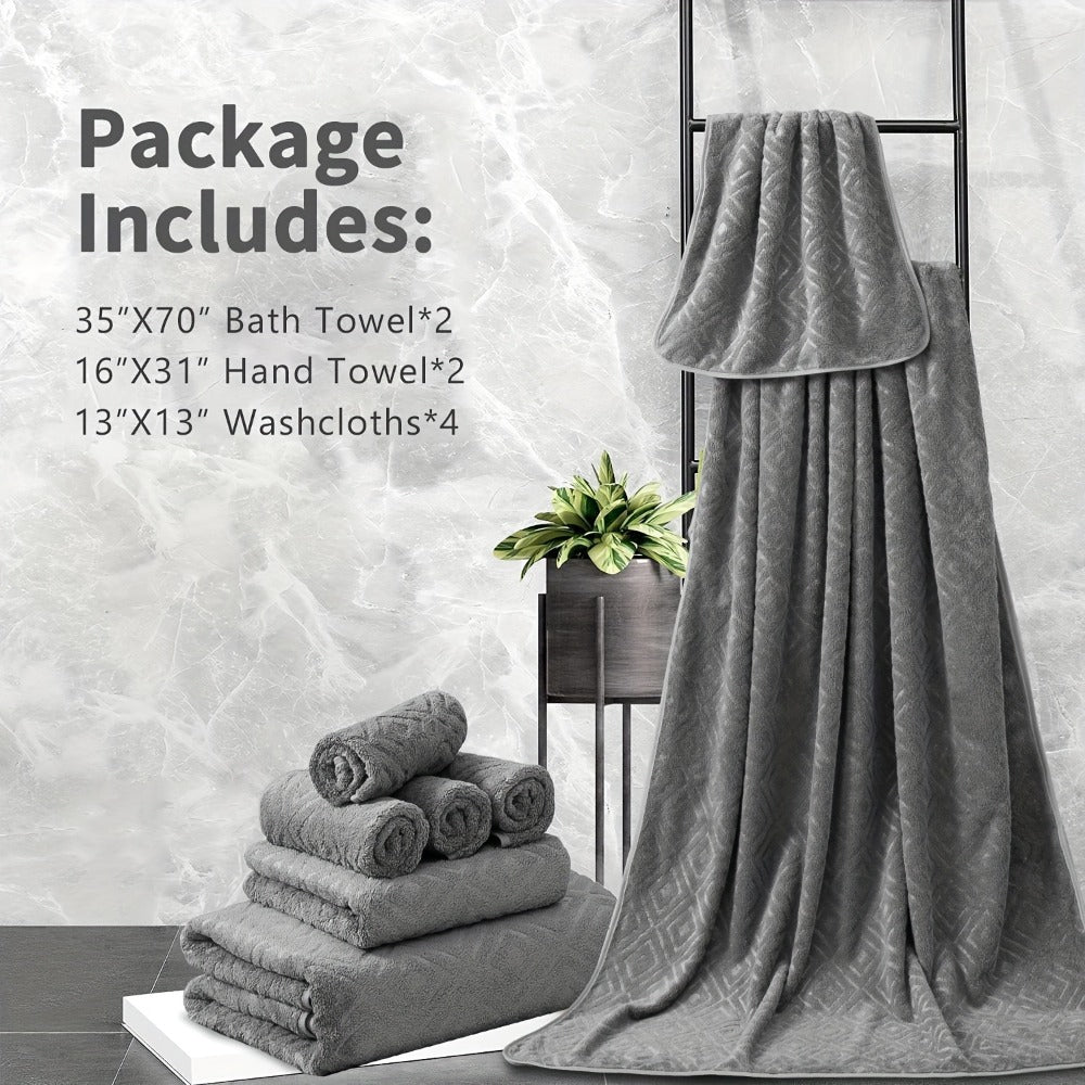 700GSM Bath Towel Set 8 Piece Extra Large Ultra Soft Thick - Highly Absorbent Quick Dry | 2 Oversized Bath Towels 2 Hand Towels 4 Washcloths | 16 Colors | Bathroom Hotel Gym Spa Adult Gift Set
