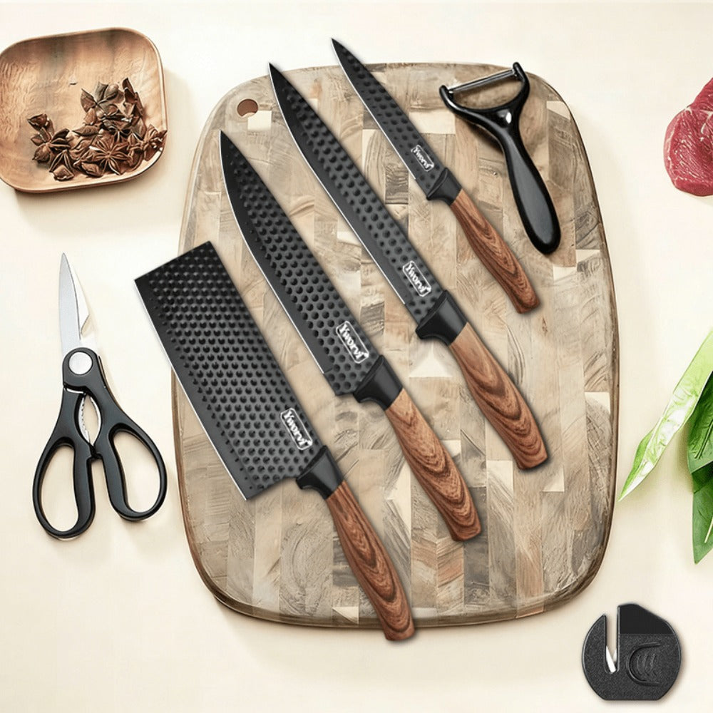 Kitchen Knife Set with Sharpener & Poultry Shears | Stainless Steel Chef Knives, Non-Slip Ergonomic Handle, Dishwasher Safe, Professional Cooking Utensils, 3-Piece or 7-Piece