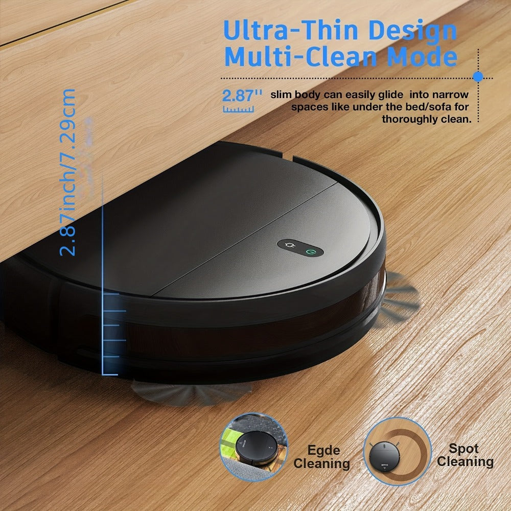 Robot Vacuum Cleaner 5000Pa 3-in-1 Sweep Vacuum Mop with Auto Charging App Voice Control Fixed-Point Cleaning Water Tank Dust Box Smart Home Floor Cleaner for Carpet Hard Floor Pet Hair